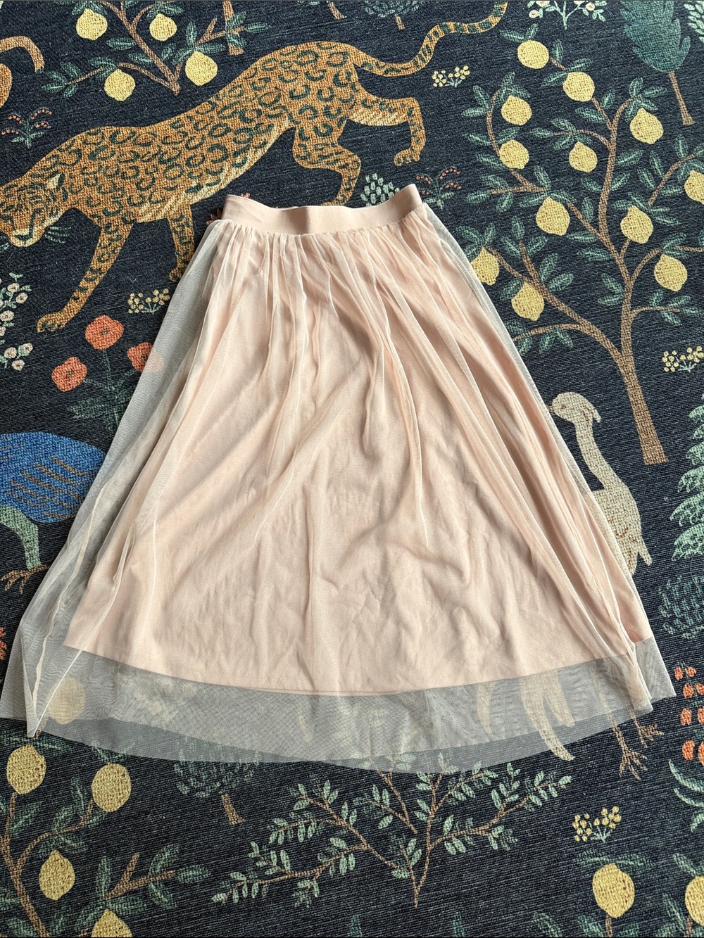 H&M Blush Pink Tulle-Overlay Midi Skirt